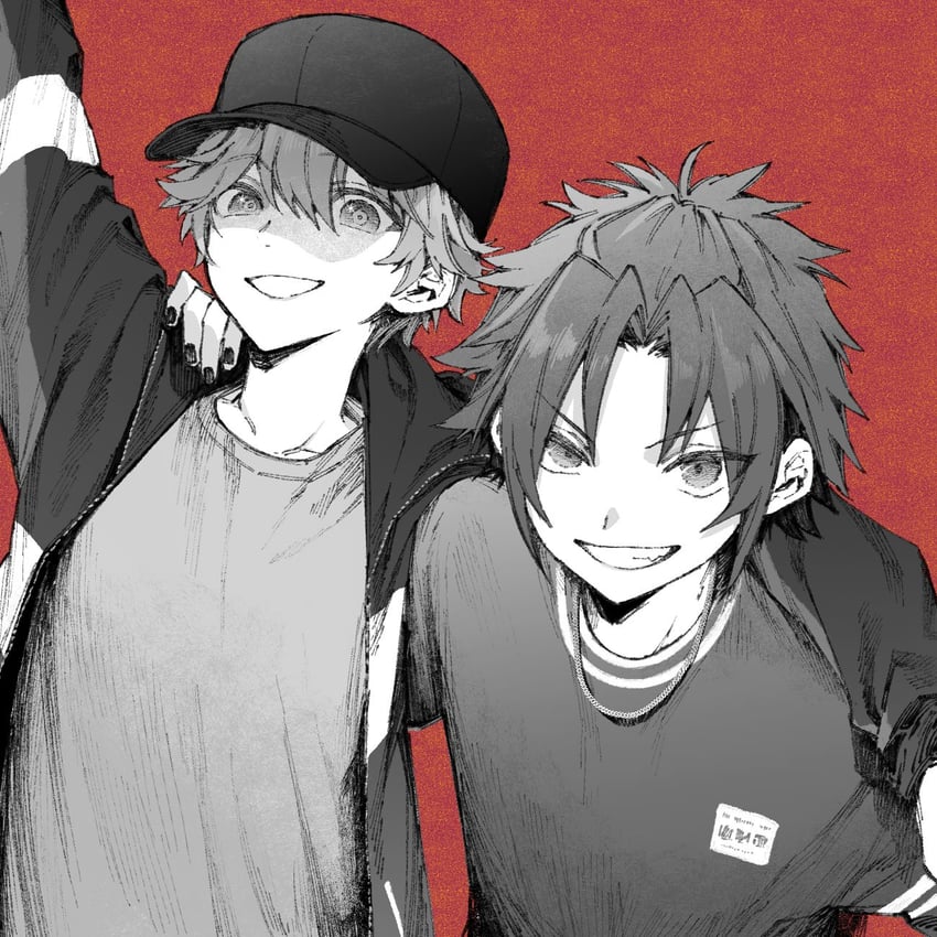 isara mao and akehoshi subaru (ensemble stars!) drawn by maki_keigo