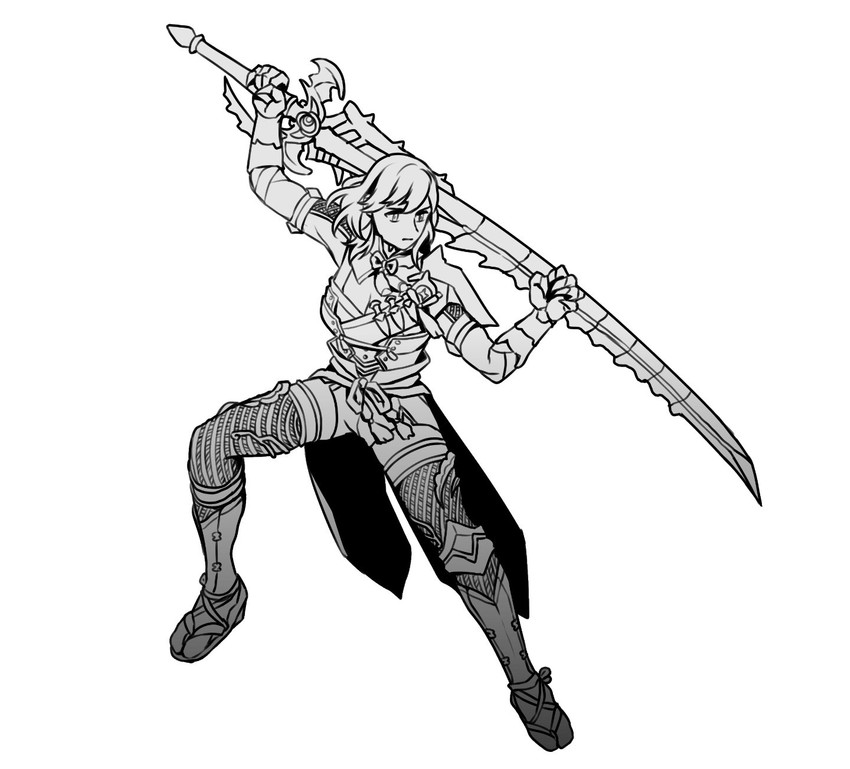 female byleth and monster hunter (fire emblem and 3 more) drawn by radiostarkiller
