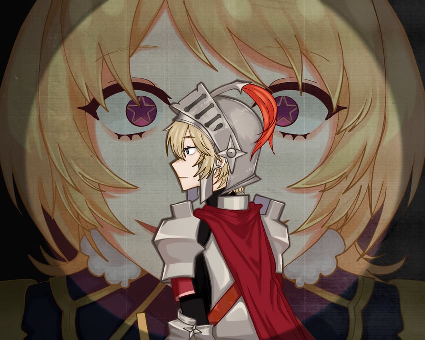male knight and chosen one's archpriestess veronica (guardian tales) drawn by pararannoul