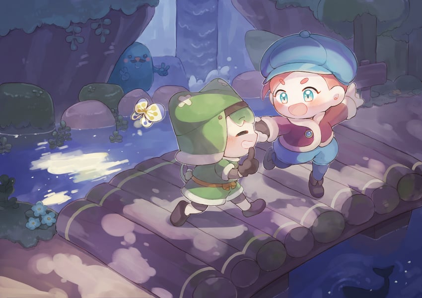 yuelia, player, and laura (fantasy life) drawn by takeno_(takenoo2)