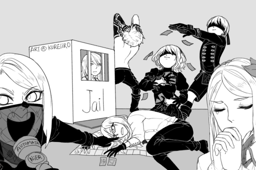 2b, 9s, a2, commander, operator 21o, and 2 more (nier and 2 more) drawn by kureiiro