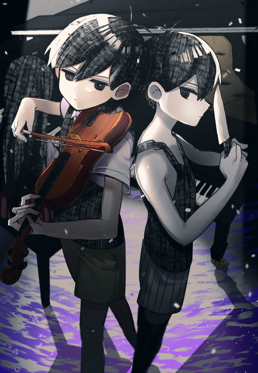 sunny, omori, and mari (omori) drawn by yutsu