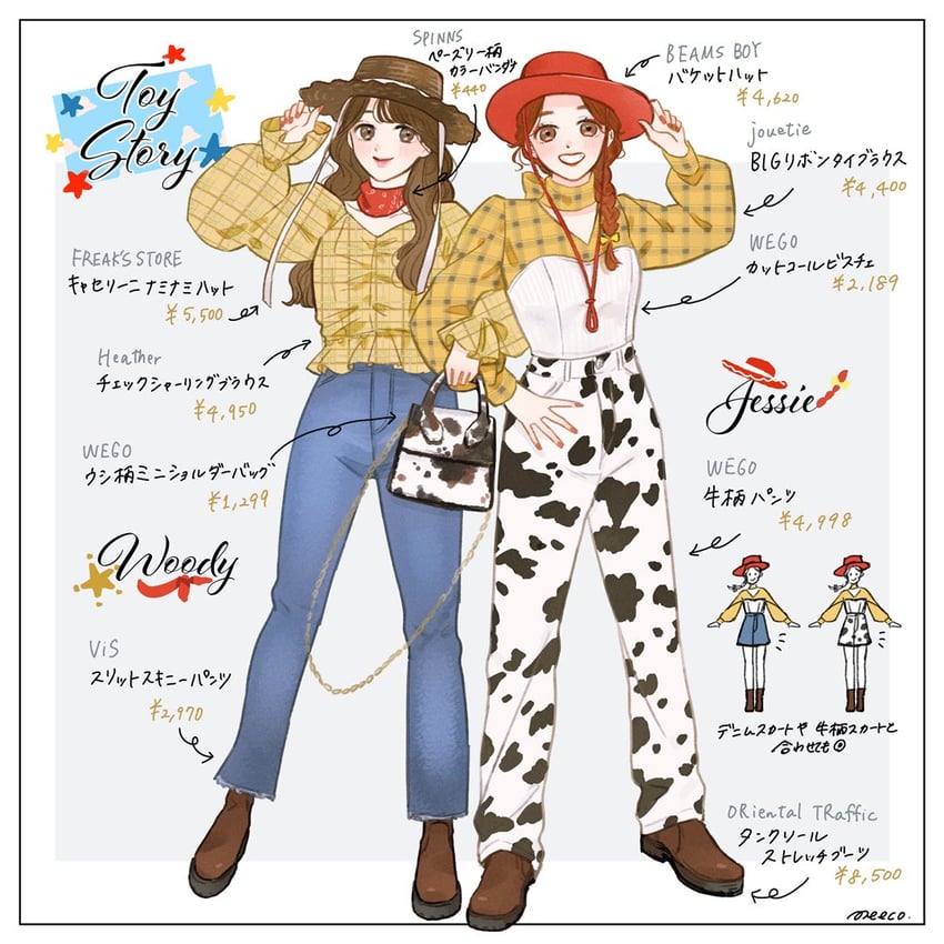 sheriff woody and jessie the yodeling cowgirl (toy story and 1 more) drawn by meecosme