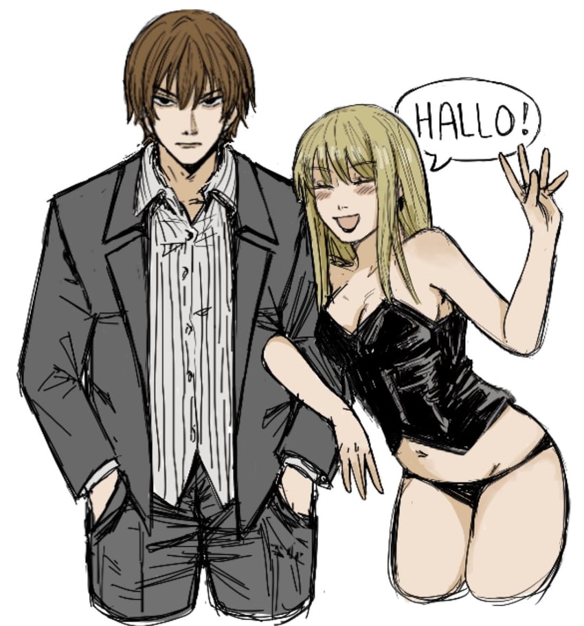yagami light and amane misa (death note) drawn by emzok