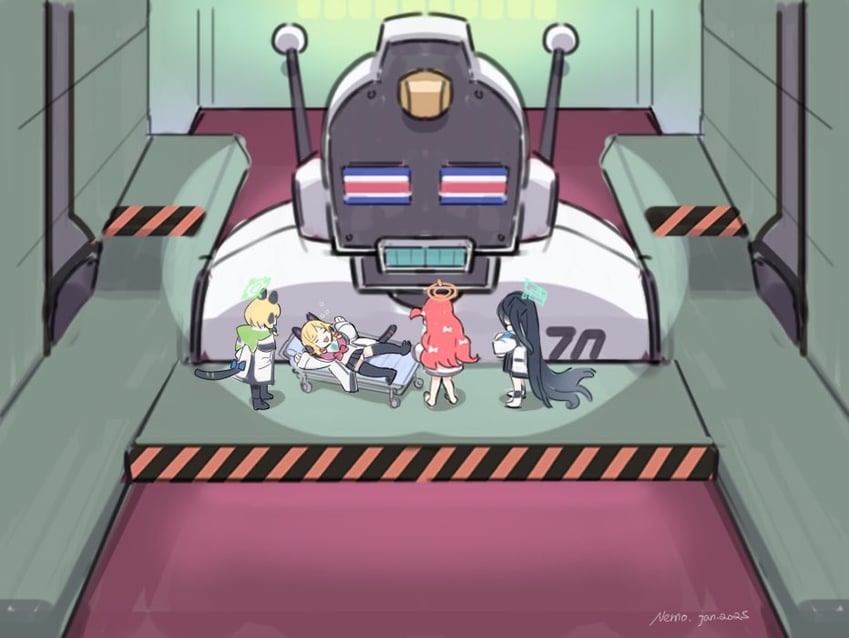 aris, momoi, midori, yuzu, and avant garde (blue archive and 1 more) drawn by nemo_(leafnight)