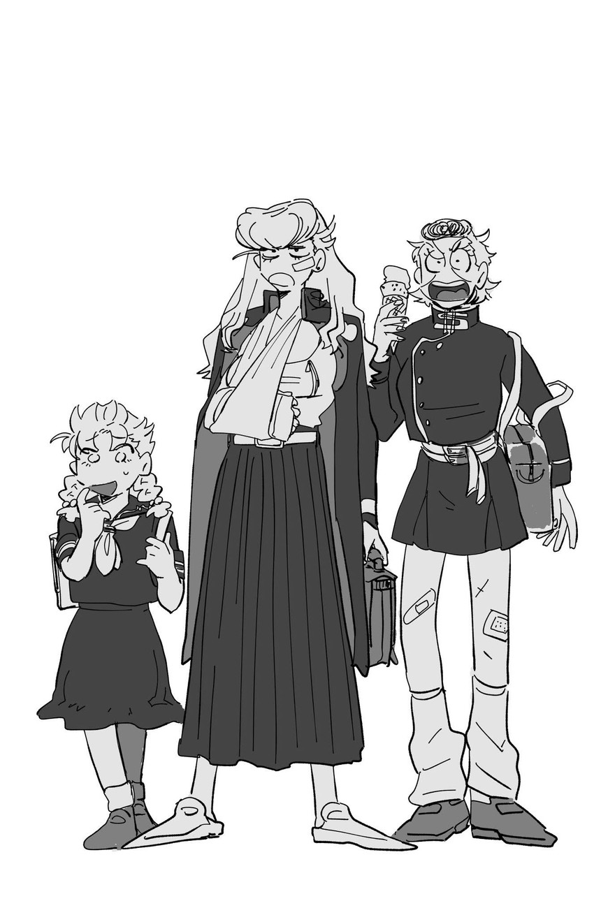 higashikata josuke, nijimura okuyasu, and hirose koichi (jojo no kimyou na bouken and 1 more) drawn by hada_(minhw215)