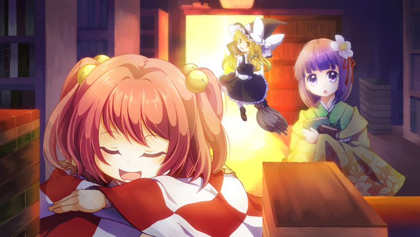 kirisame marisa, hieda no akyuu, and motoori kosuzu (touhou) drawn by pochi07
