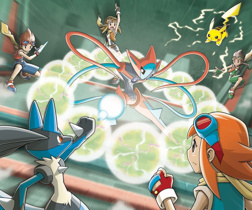 pikachu, lucario, deoxys, summer, and ben (pokemon and 2 more) drawn by saitou_kouki