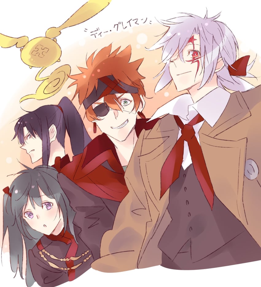 lenalee lee, allen walker, kanda yuu, lavi, and timcanpy (d.gray-man) drawn by george_man