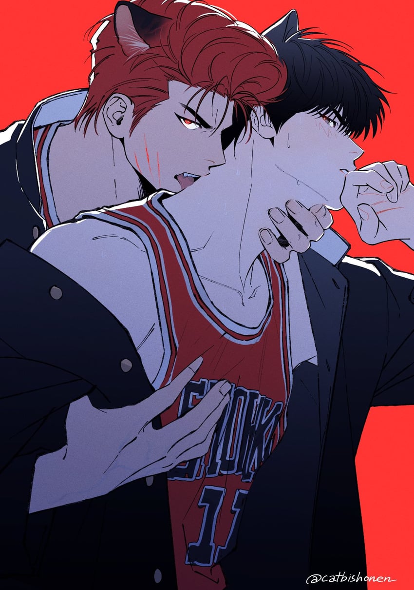 sakuragi hanamichi and rukawa kaede (slam dunk) drawn by catbishonen