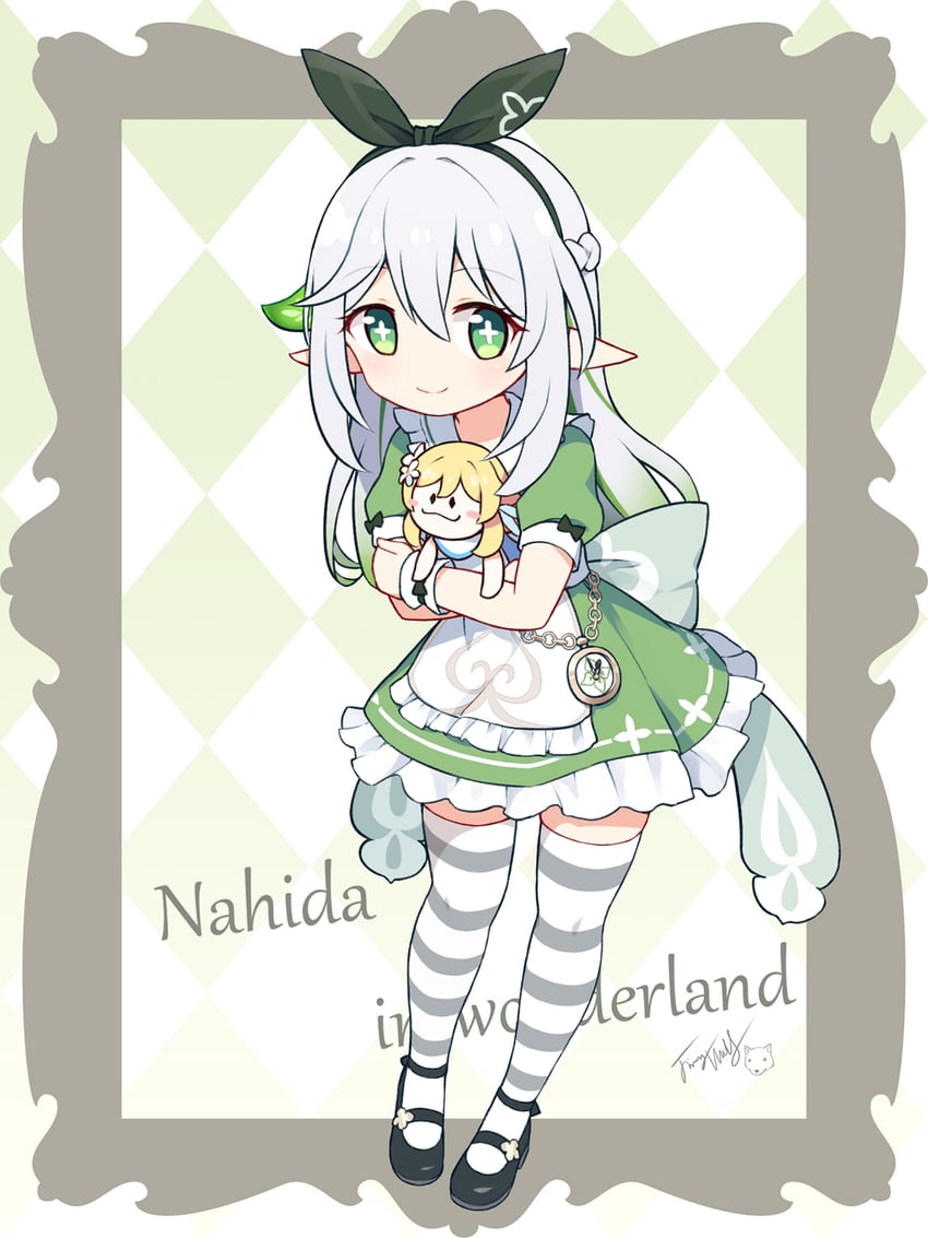 lumine, nahida, and alice (genshin impact and 1 more) drawn by langbazi