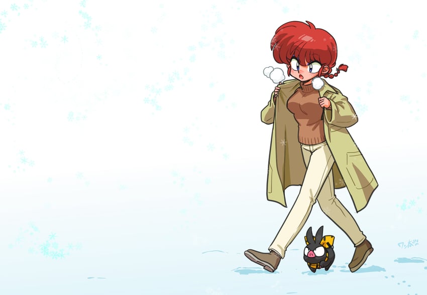 ranma-chan and p-chan (ranma 1/2) drawn by wanta_(futoshi)