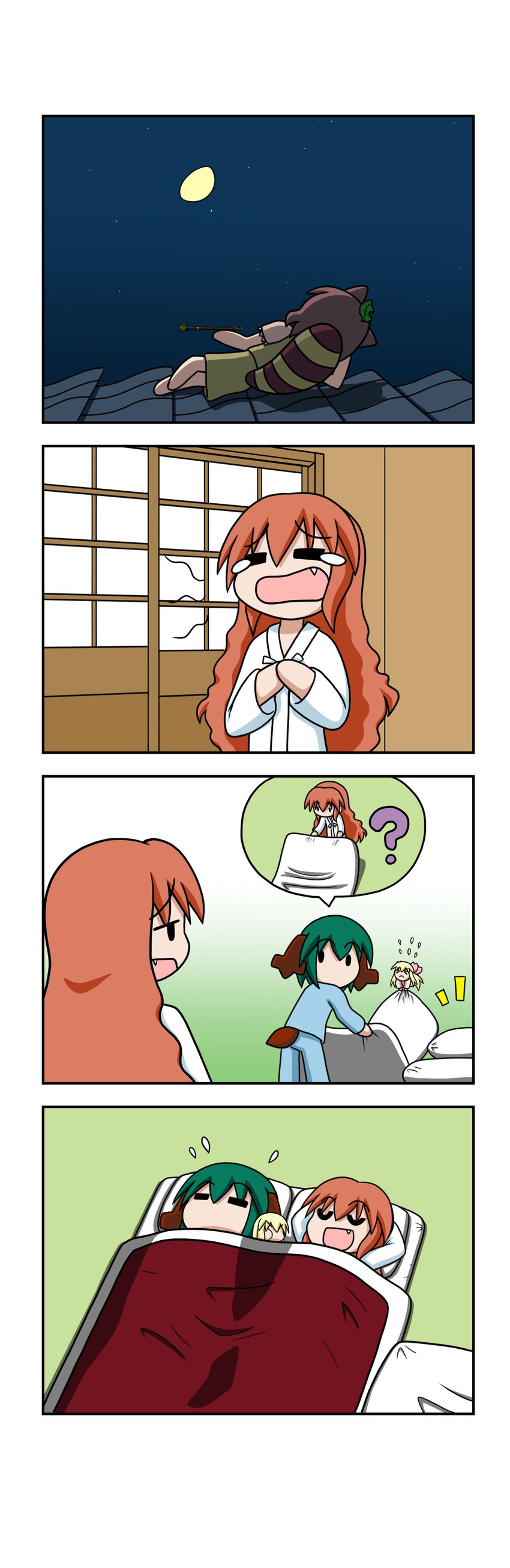 kasodani kyouko, futatsuiwa mamizou, lily white, and yorigami jo'on (touhou) drawn by rakugaki-biyori