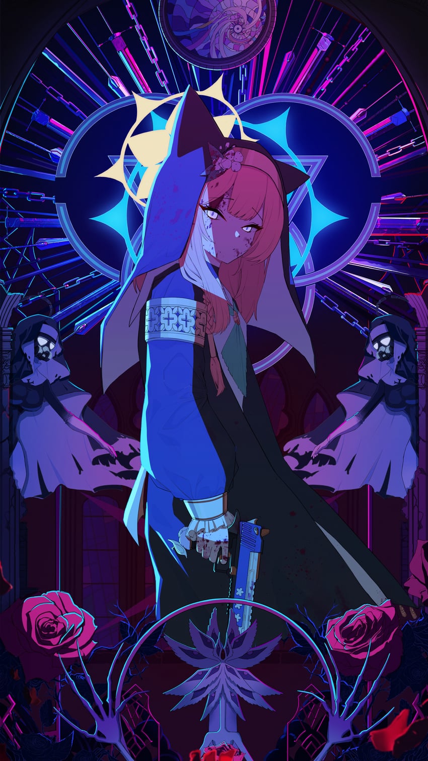 mari and justina follower (blue archive and 1 more) drawn by moya02_ku