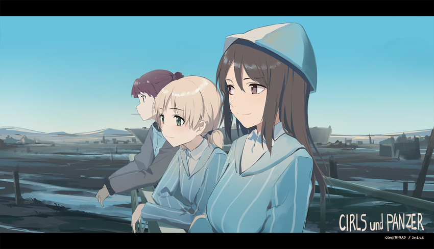 mika, aki, and mikko (girls und panzer) drawn by huanxiang_heitu