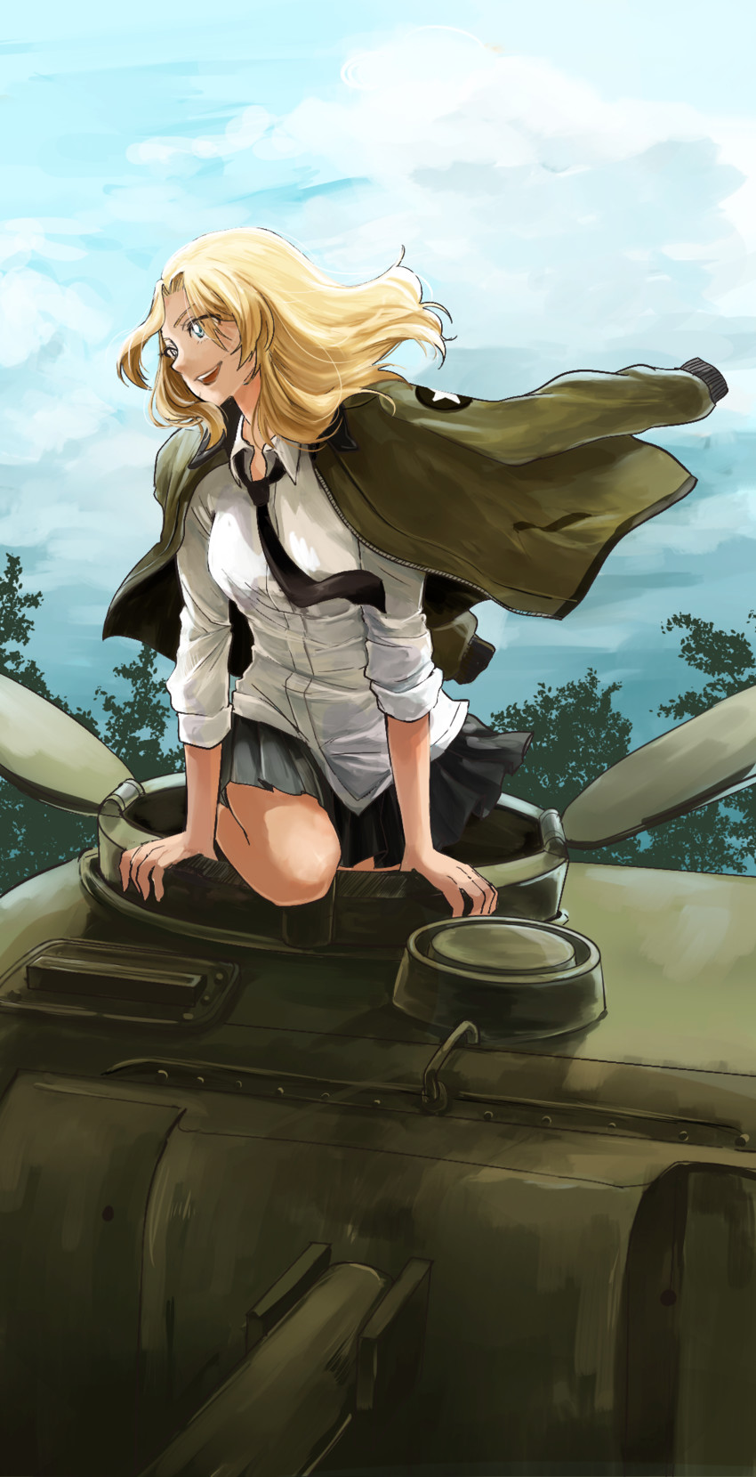 kay (girls und panzer) drawn by kani_aruki_(bucket_crawl)