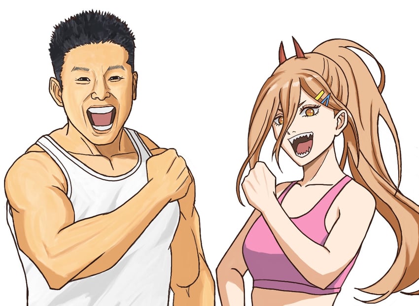 power and nakayama kinni-kun (chainsaw man and 1 more) drawn by sakata_s2023