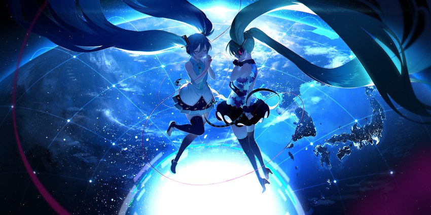 hatsune miku (vocaloid and 1 more) drawn by hamuna_(hamuna_86)