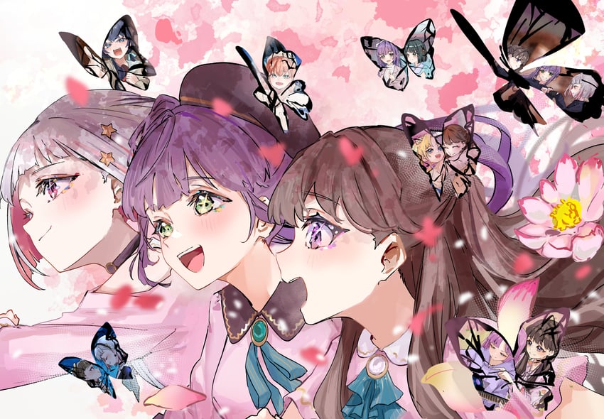 hinoshita kaho, fujishima megumi, otomune kozue, murano sayaka, yugiri tsuzuri, and 4 more (love live! and 1 more) drawn by jin_(oihlf)