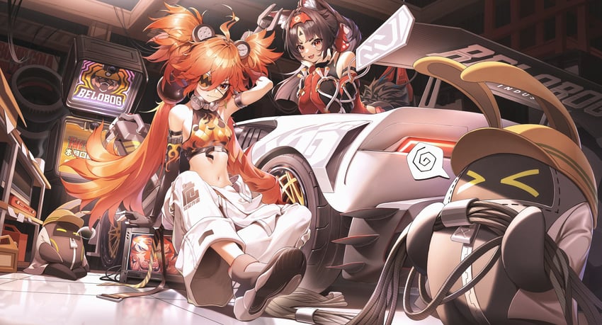 nekomiya mana, koleda belobog, and safety (zenless zone zero) drawn by river_(river_ga)
