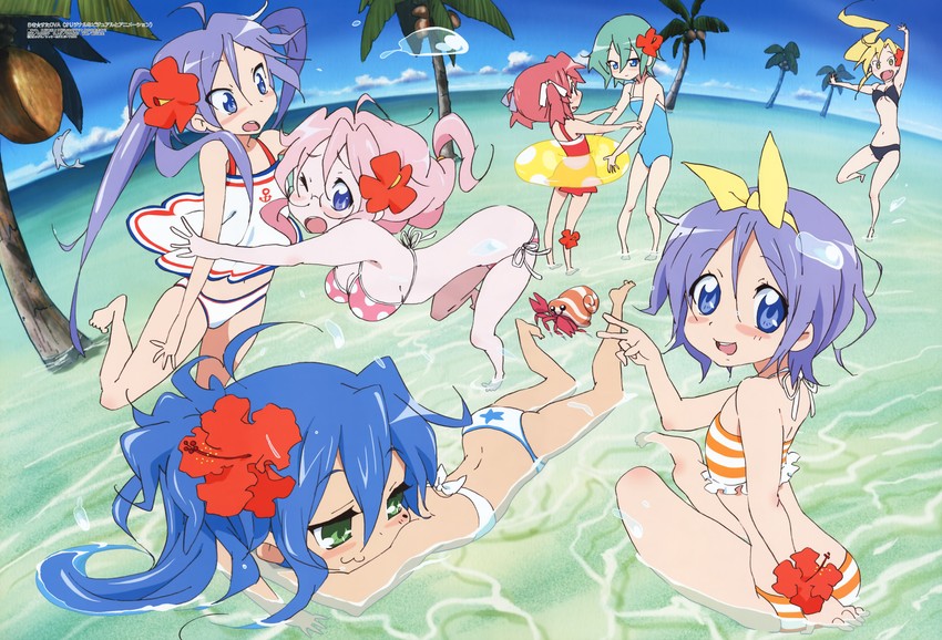 hiiragi kagami, izumi konata, hiiragi tsukasa, takara miyuki, kobayakawa yutaka, and 2 more (lucky star and 1 more) drawn by yamada_naoko