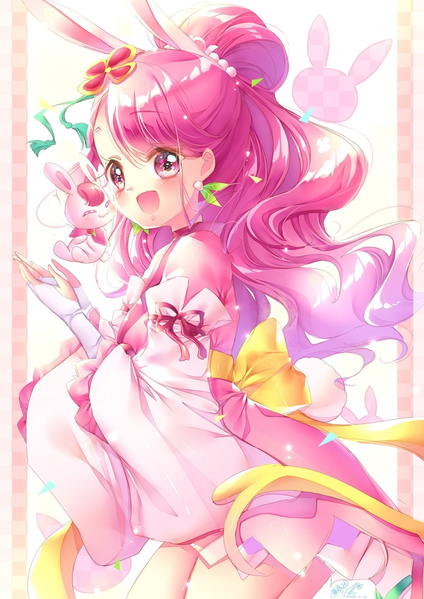 hanadera nodoka, cure grace, and rabirin (precure and 1 more) drawn by touki_matsuri