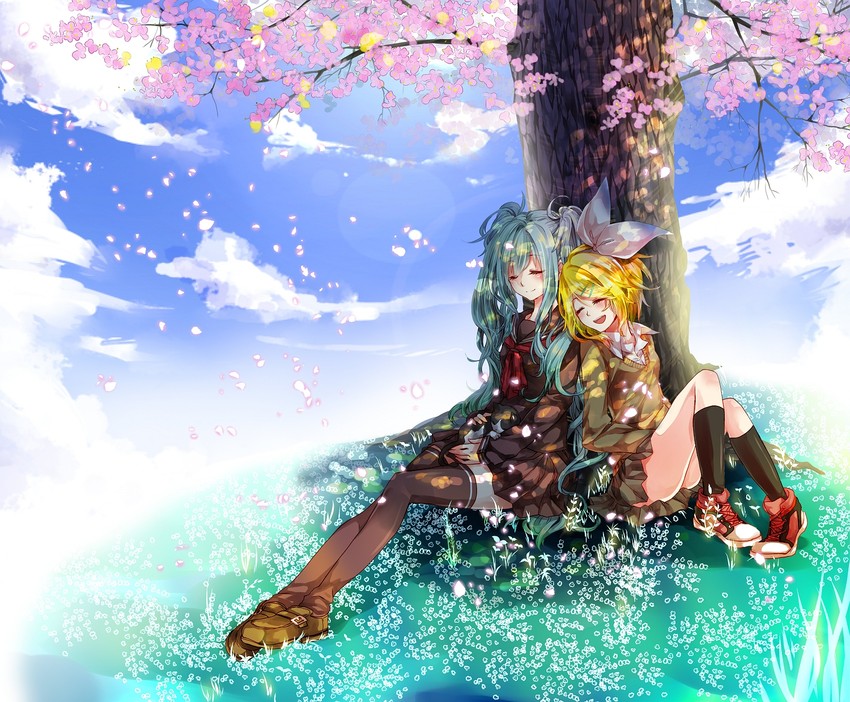 hatsune miku and kagamine rin (vocaloid) drawn by conomi-c5