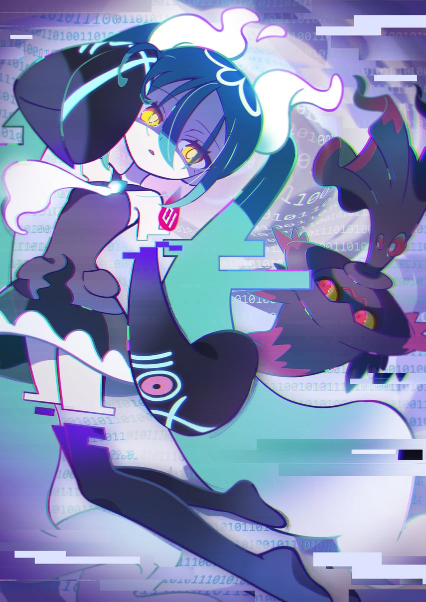 hatsune miku, mismagius, and ghost miku (pokemon and 2 more) drawn by gaogao_(gaogaomegu)