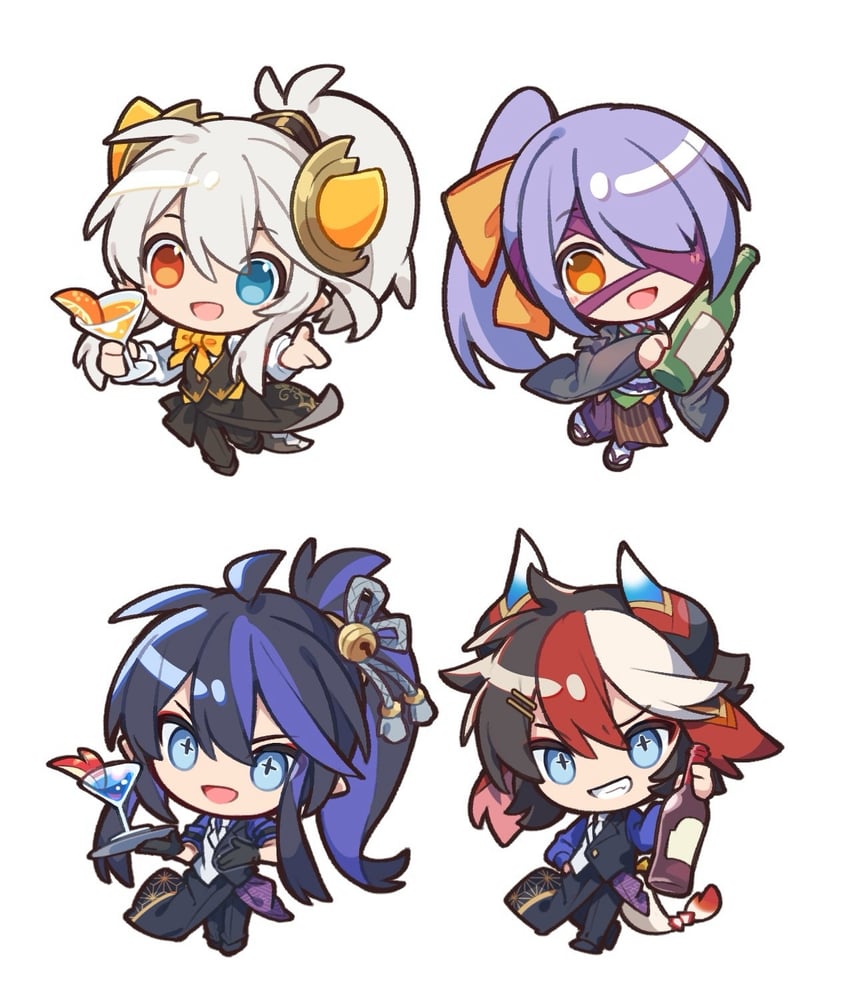 ideal, kurotobi, suou, and touka (puzzle & dragons) drawn by kuuron_(moesann17)