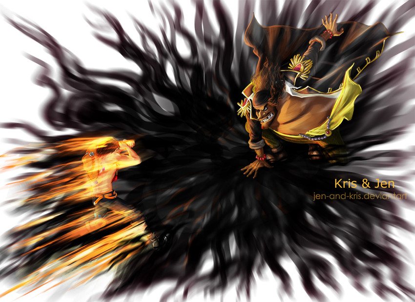 portgas d. ace and marshall d. teach (one piece) drawn by kris&jen