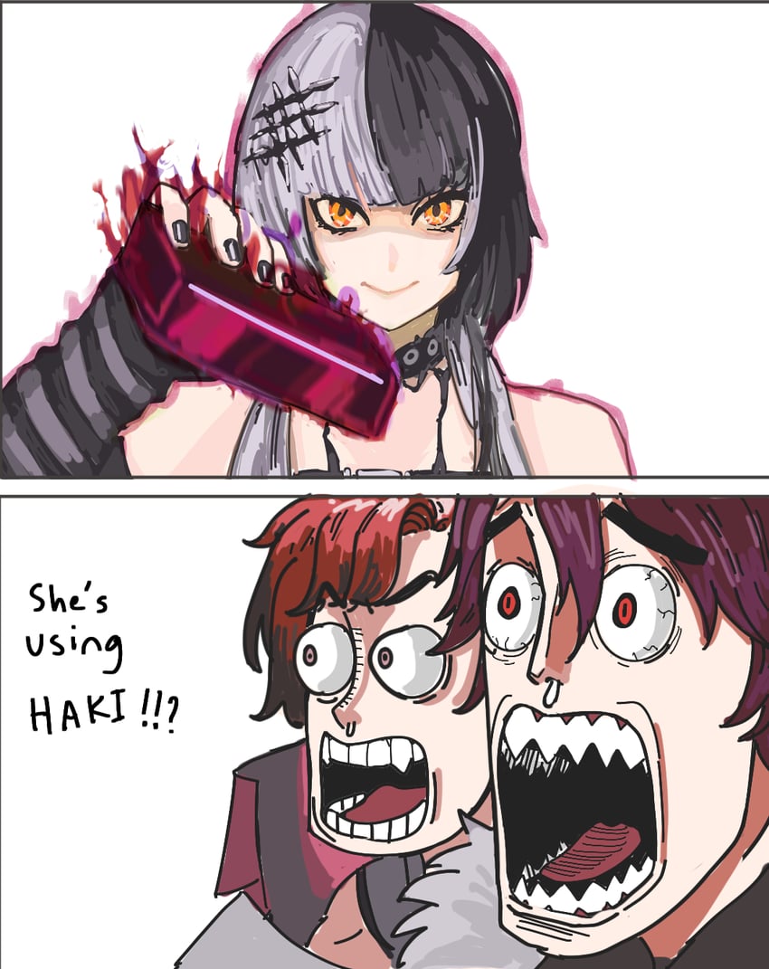 shiori novella, machina x flayon, and jurard t rexford (hololive and 4 more) drawn by np_mango