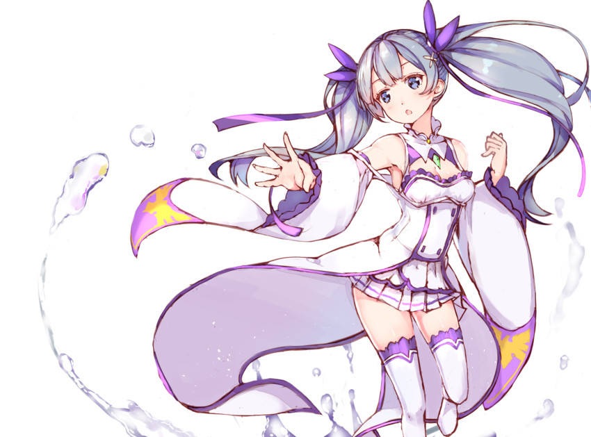 hatsune miku and emilia (vocaloid and 1 more) drawn by n2co