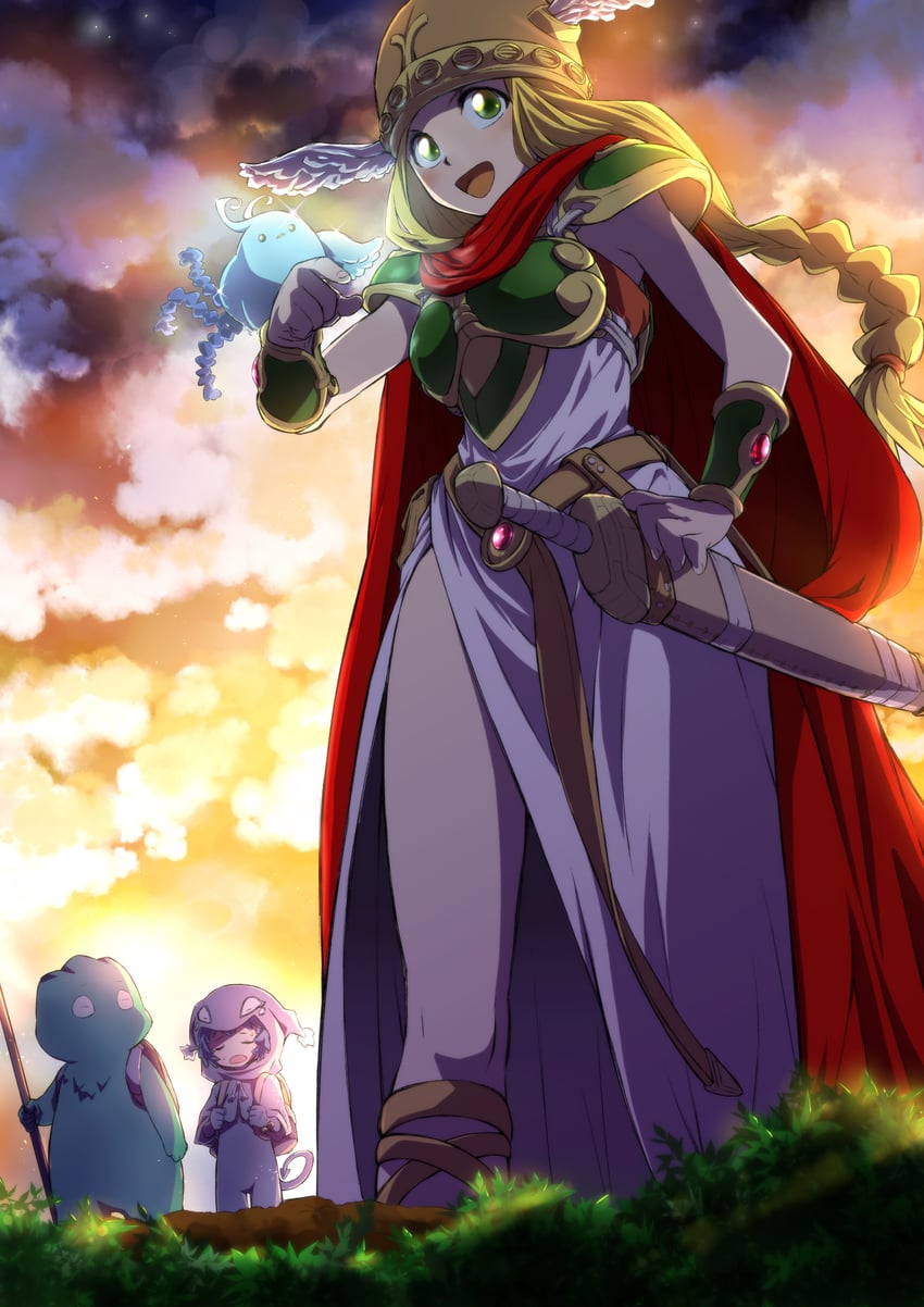 valkyrie, krino sandra, and sabine (valkyrie no densetsu) drawn by ko_akuman
