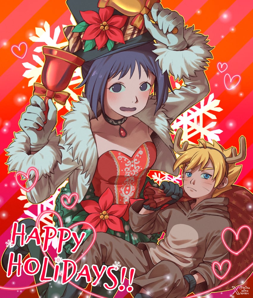 uzumaki boruto and kakei sumire (naruto and 1 more) drawn by ariamikukanzaki