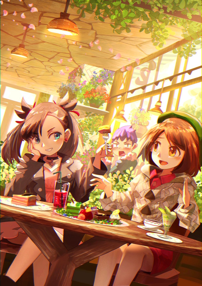 marnie, gloria, and hop (pokemon and 1 more) drawn by ribero