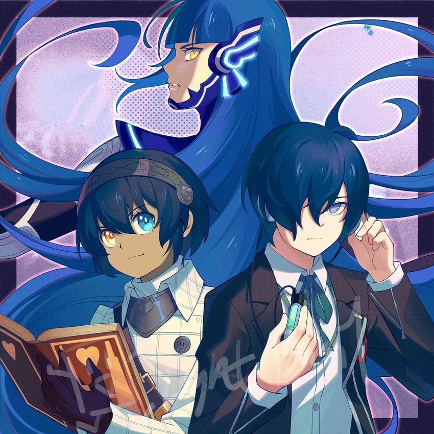 yuuki makoto and protagonist (persona and 5 more) drawn by brick_st