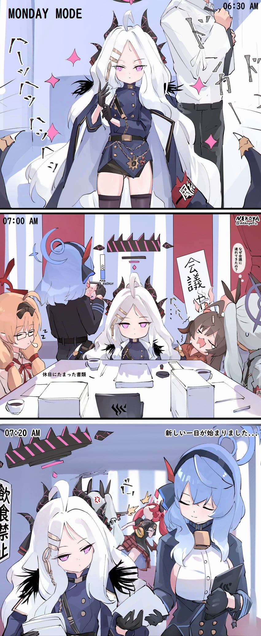 sensei, hina, ako, iori, kasumi, and 2 more (blue archive) drawn by nekoya_(liu)