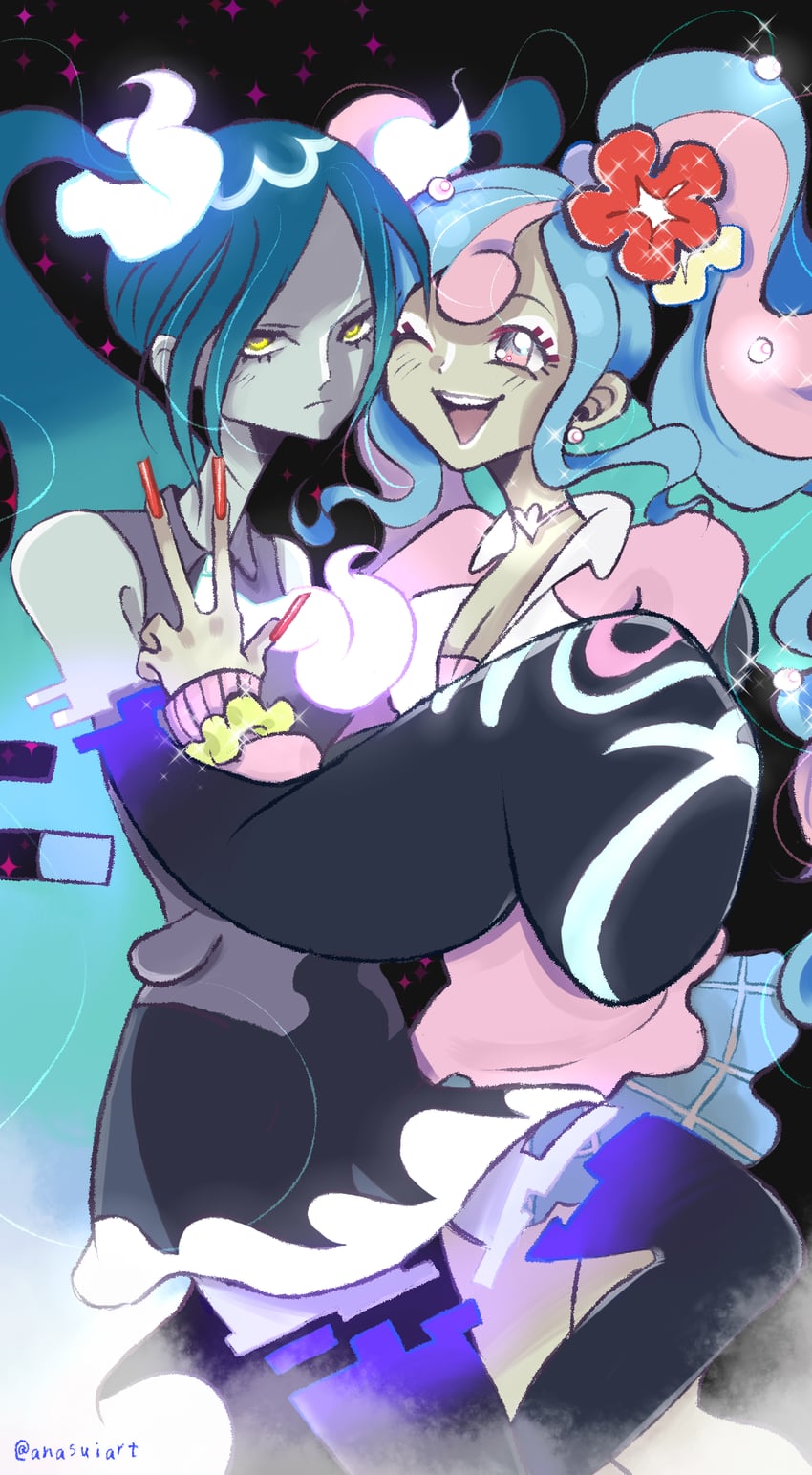 hatsune miku, ghost miku, and fairy miku (pokemon and 2 more)