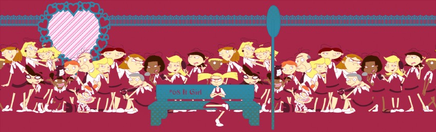 helga g pataki, phoebe heyerdahl, olga pataki, eugene horowitz, miriam pataki, and 2 more (hey arnold!) drawn by kinako_(moment)