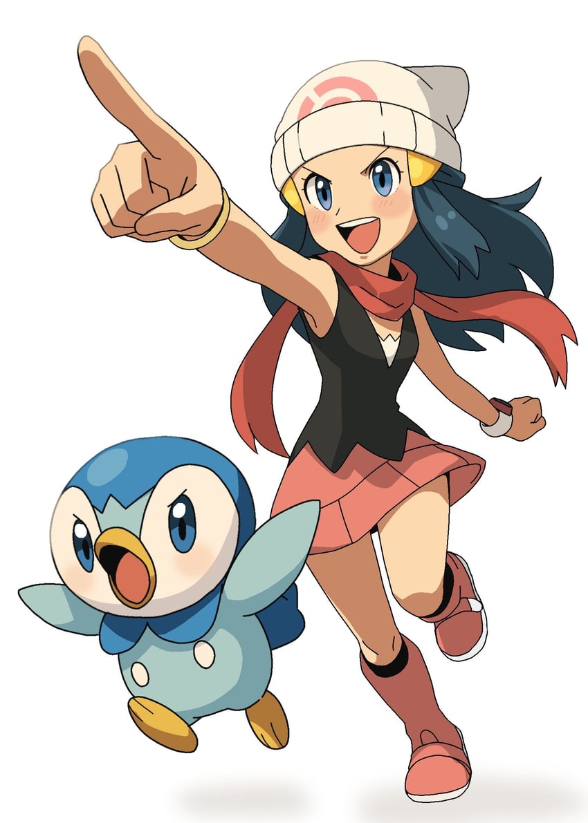 dawn and piplup (pokemon and 1 more) drawn by nakikot_t