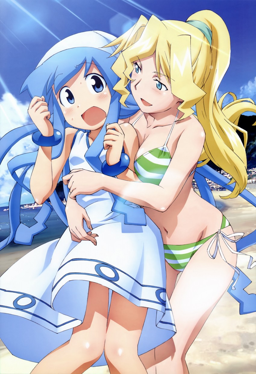 ikamusume and cindy campbell (shinryaku! ikamusume and 1 more) drawn by kohara_makoto
