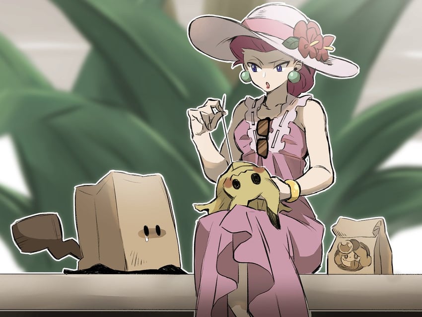 mimikyu, jessie, and slurpuff (pokemon and 1 more) drawn by 34capri