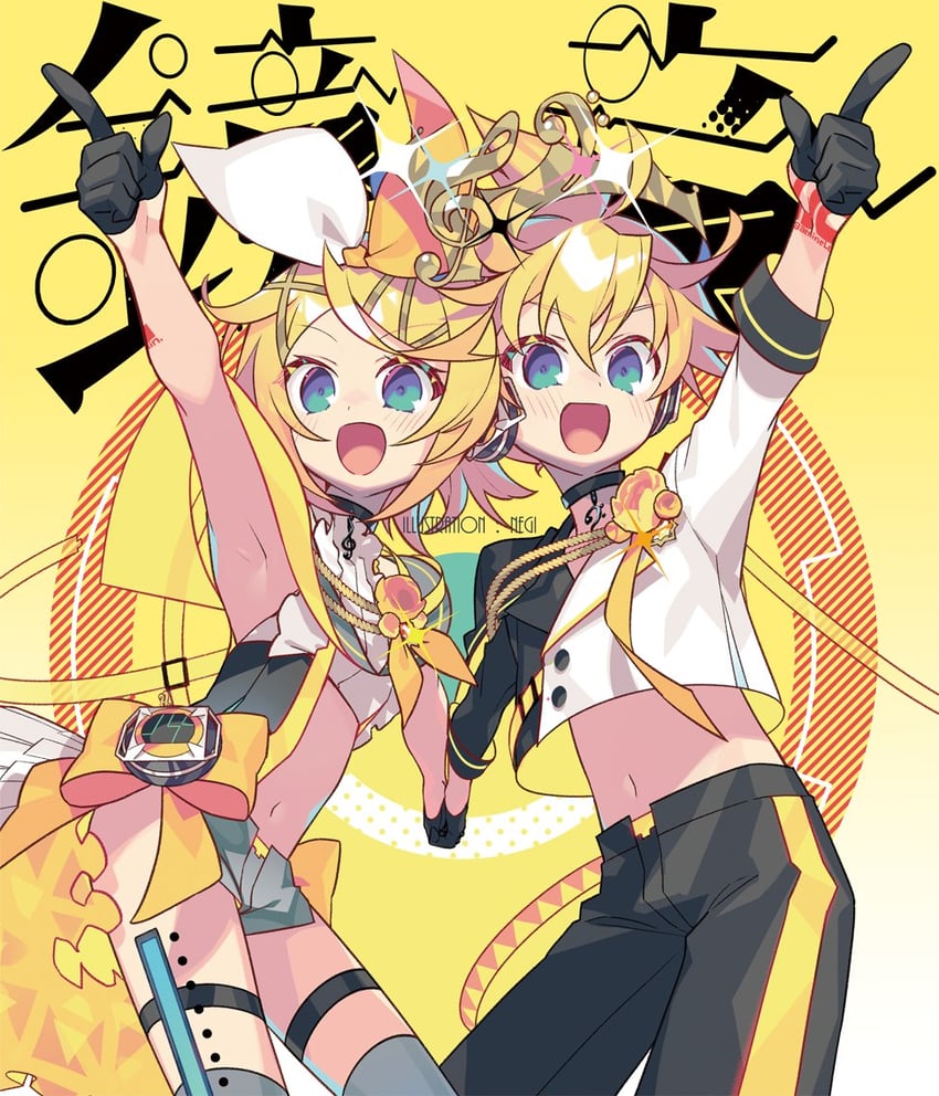 kagamine rin and kagamine len (vocaloid and 1 more) drawn by negi_(ulog'be)