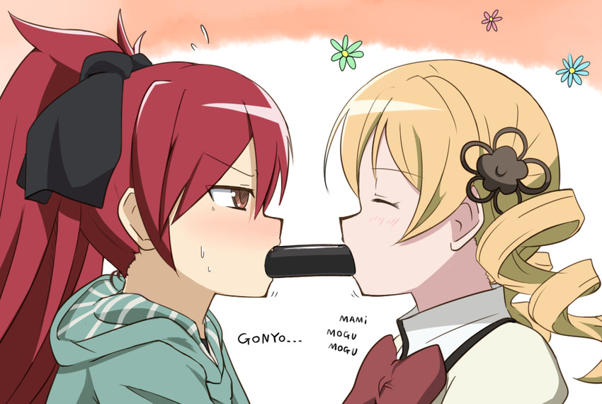 sakura kyoko and tomoe mami (mahou shoujo madoka magica) drawn by kamamau