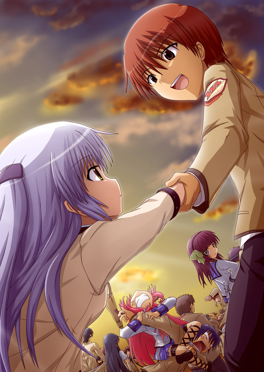 tachibana kanade, nakamura yuri, yui, hinata hideki, otonashi yuzuru, and 8 more (angel beats!) drawn by shirosame