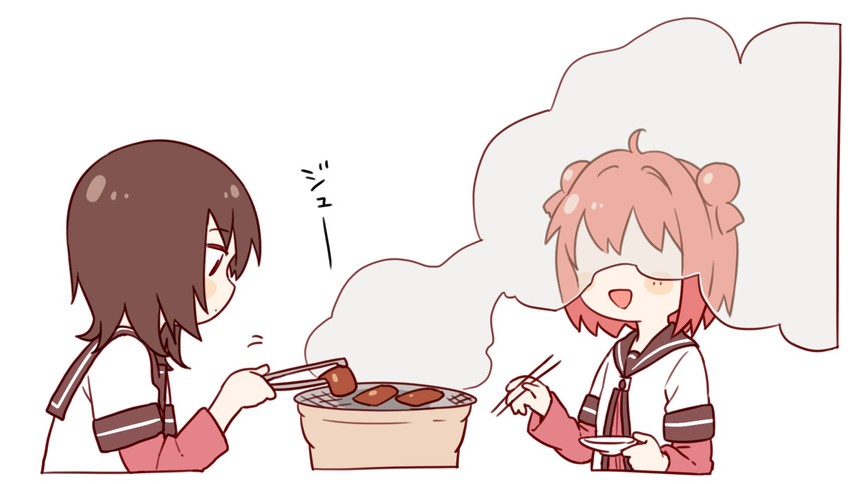 akaza akari and funami yui (yuruyuri) drawn by namori