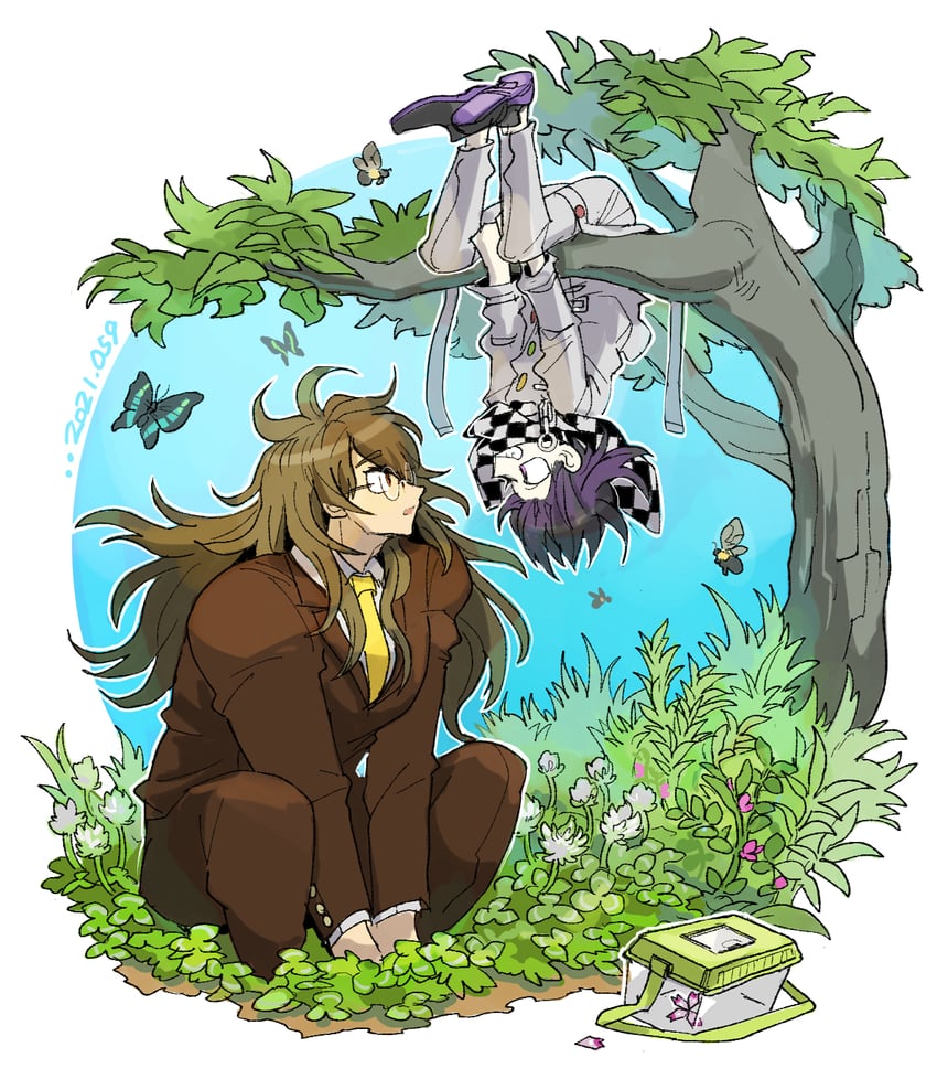 oma kokichi and gokuhara gonta (danganronpa and 1 more) drawn by kumakoro_(tetsupag)