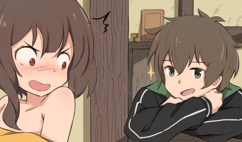 megumin and satou kazuma (kono subarashii sekai ni shukufuku wo!) drawn by k-go