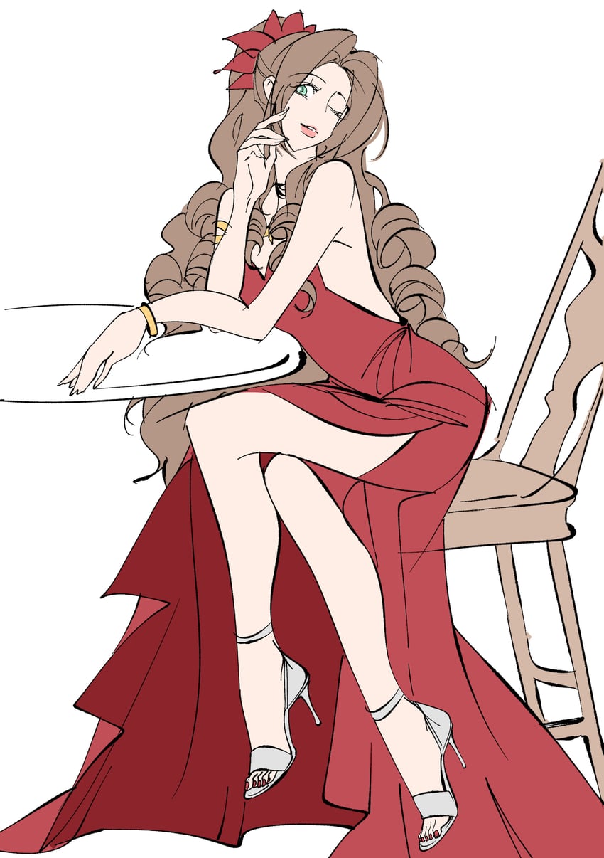 aerith gainsborough (final fantasy and 2 more) drawn by mianmian741