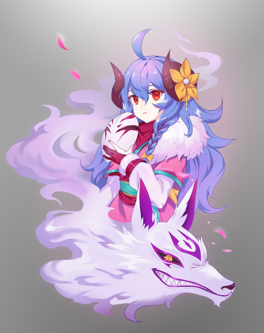 kindred, lamb, wolf, and spirit blossom kindred (league of legends) drawn by freakyjay